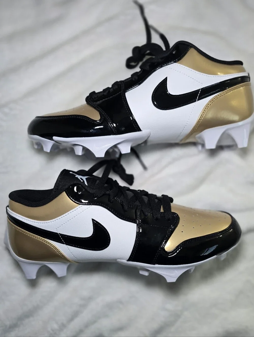 Nike Air Jordan 1 Low TD Cleat Gold Toe Black White Mens Size 11 NIB FJ6245-701